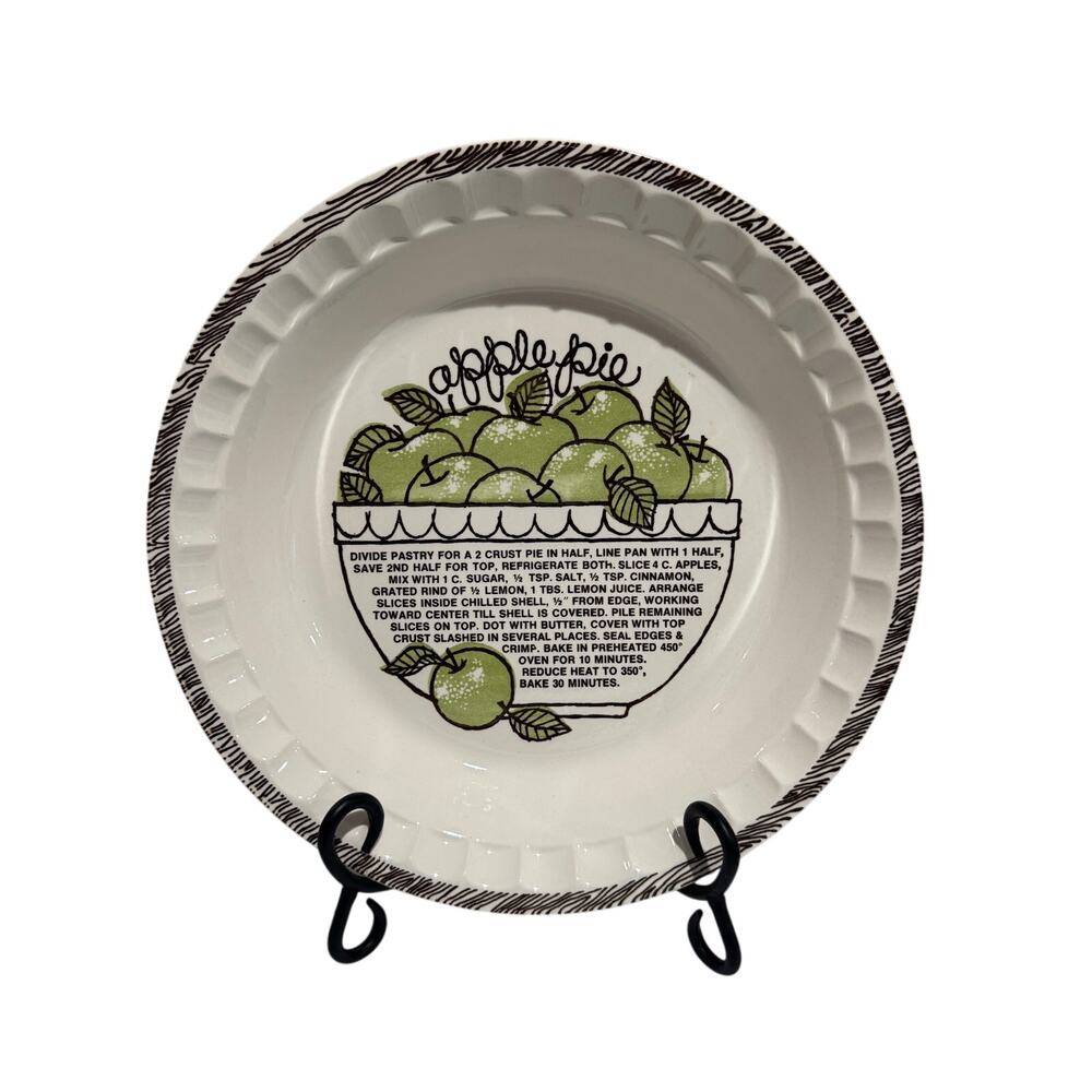 Vintage Deep Dish Apple Pie Recipe Plate Flawed